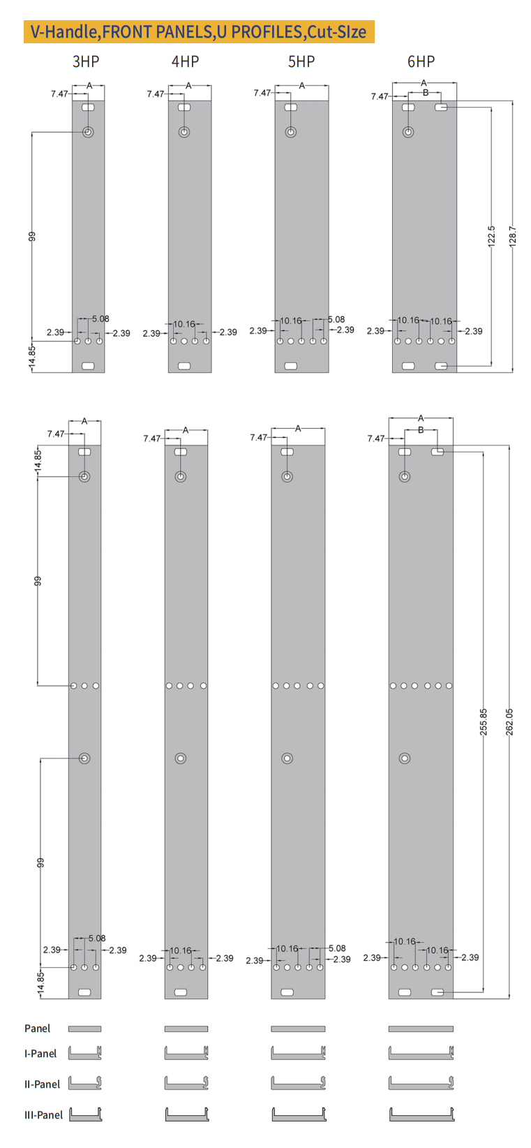 V-Handle,FRONT PANELS,U PROFILES,Cut-SIze